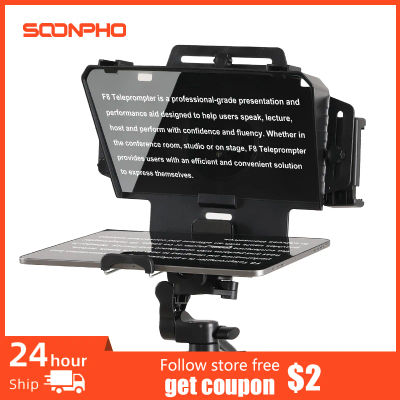Teleprompter Soonpho F7 F8 para Tablet, Laptop, Smartphone, Cámara, Bluetooth, Teleprompter Portátil para Transmisión en Vivo y Grabación de Video