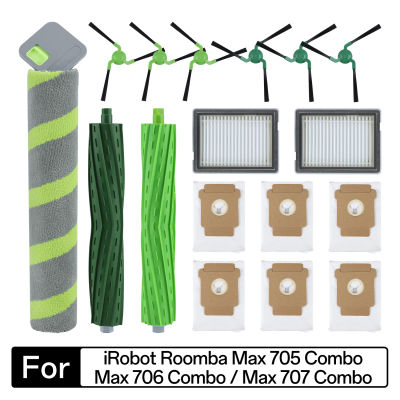 Compatible con IRobot Roomba Max 705 Combo/ 706/ 707 Combo, cepillo lateral, filtro HEPA, bolsa para polvo, accesorios para robot aspirador