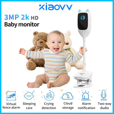 Monitor de vídeo para bebé con detección de llanto de alta definición, WiFi, 4MP, visión nocturna a todo color, cámara de red giratoria de 360 grados