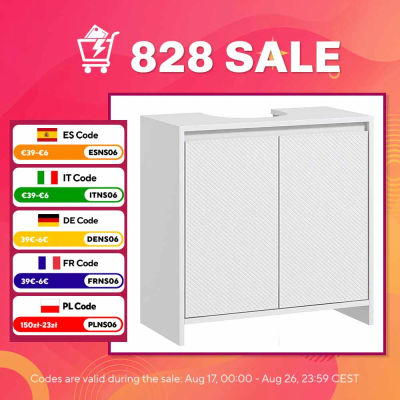 HOMCOM Mueble Bajo Lavabo con Estante Anti-vuelco 60x30x60 cm Blanco