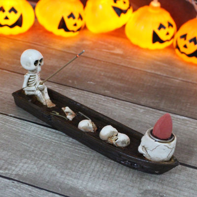 Juego de 3 Piezas de Barcos de Resina para Aromaterapia con Diseño de Esqueleto, Barco de Aromaterapia para Halloween, Fragancia de Aire Fresco, Muebles, Sala de Estar