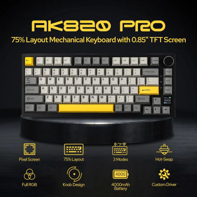 Ajazz AK820/AK820Pro Teclado mecánico para juegos Bluetooth 5,1/teclado personalizado inalámbrico/con cable con botón sellado de intercambio de calor
