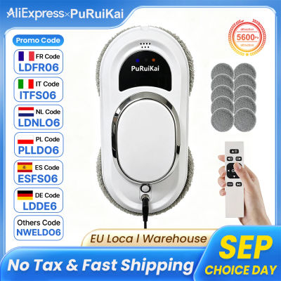 El robot limpiador de ventanas eléctrico más popular de PuRuiKai, totalmente automático e inteligente para el hogar, limpieza de vidrio a doble cara con fuerza de adsorción súper fuerte, limpieza de