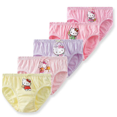 5 Piezas/Lote Ropa Interior Infantil para Niñas Lindo Gatito HelloKitty Braguitas Cartoon Braguitas de Algodón para Bebés Niños Transpirables