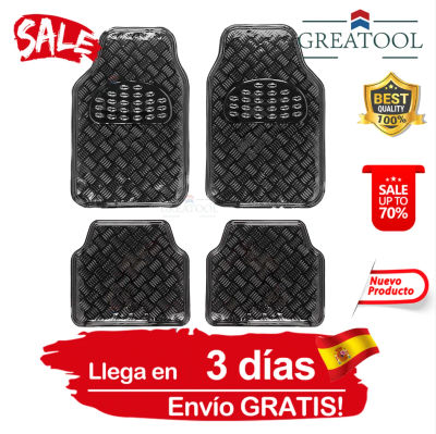Alfombrillas Antideslizante Coche,Alfombra de Goma y Aluminio Universal Suelo del Coche,Impermeables Accesorios para Pies TOYOTA
