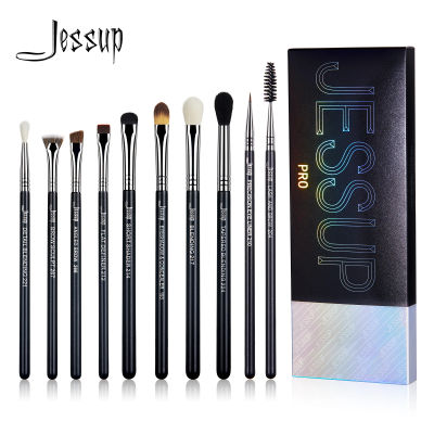 Jessup-Juego de brochas para ojos 10 Set de brochas de maquillaje de ojos pelo sintético mezcla