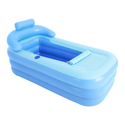 Portabelt Uppblåsbart Badkar - SPA-badkar - Hopfällbar - Ergonomiskt Ryggstöd - Dragkedjelock - Förstärkt PVC - Vuxna/Barn - Blå