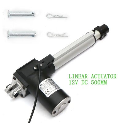 Elektrisk lineær aktuator - 12V DC - Slaglængde 500 mm - 6000 N tryk/4000 N træk - 5 mm/s - 48 dB - IP44 - Sort