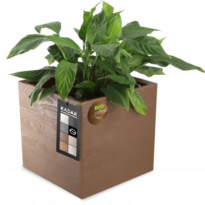 Plantekrukke på hjul - Blomsterkrukke Eco - 40x40 cm - Firkantet - Mørk bronze