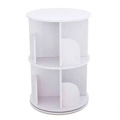 Roterende bogreol - 2 hylder - 360° rotation - 40×40×60 cm - Maks 100 kg - Fritstående - Stabelbar - Træ-plastkomposit (PVC) - Hvid