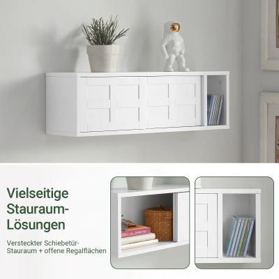 Væghængt knagerække - Vægskab med skydedøre - Med rum/hylde - Moderne stil - Samling kræves - 75×23×20 cm - Hvid