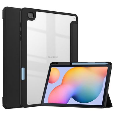 SKALO Samsung Tab S6 Lite Trifold Etui med gennemsigtig bagside - Sort
