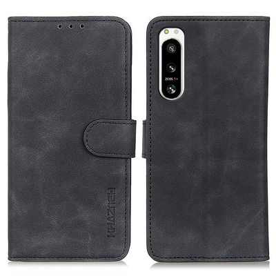 SKALO Sony Xperia 5 IV 5G KHAZNEH Pungetui i PU-læder - Sort