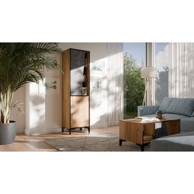 OVO TV-bogkasse mørk beton/urtids-eg