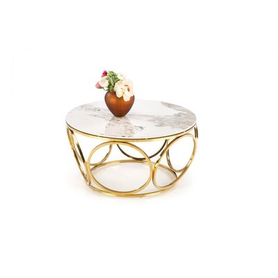 VENUS 2 sofabord, Hvid marmor / guld