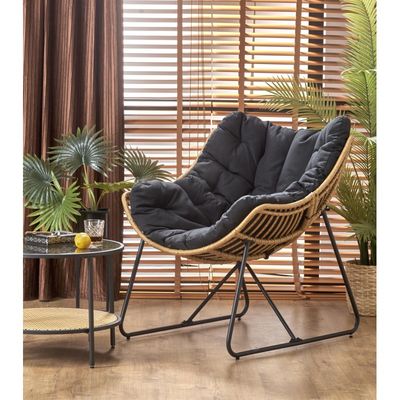WHISPER lounge stol, Sort/Naturlig