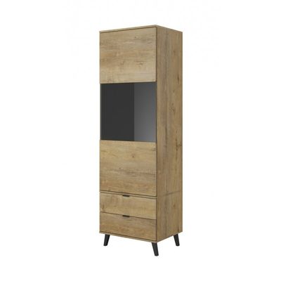 NEST W-2 Vitrineskab - lefkas eg / Sort