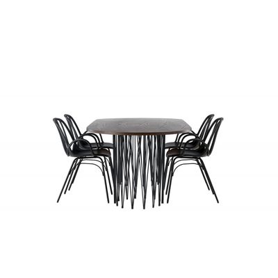 Spisebordssæt Stone med Dyron stole - Sort og Mocca