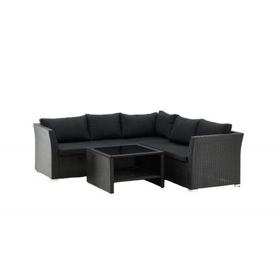 Moderne Haiti Have Hjørnesofa - Sort Rattan