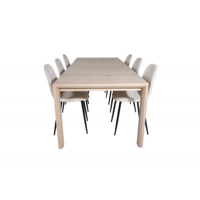 Spisestuesæt Slider - Beige, Sort og Natur og Hvid