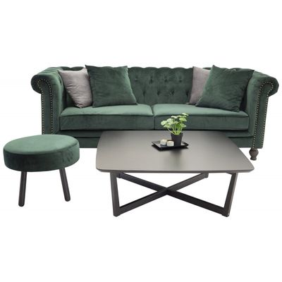 Velvet 3 personers Sofa - Grøn og Natur