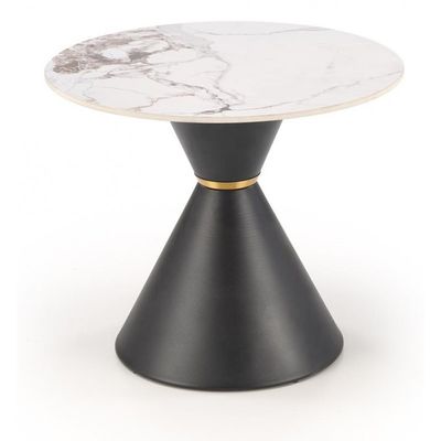 GORETTI_S sofabord Ø60cm Hvid marmor / Sort