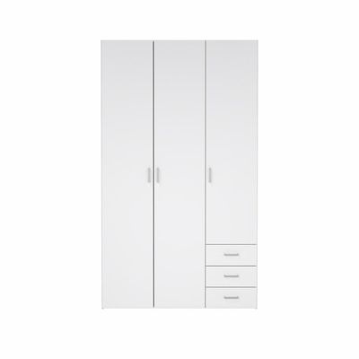 Bolmen garderobeskab 116 cm 3 låger - Hvid højglans