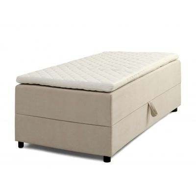 SPACE 7-Zonet 90x200 cm Boksmadras seng med opbevaring Beige Fløjl