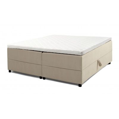 Børkop 7-Zonet 180x200 cm Boksmadras seng med opbevaring Beige Fløjl