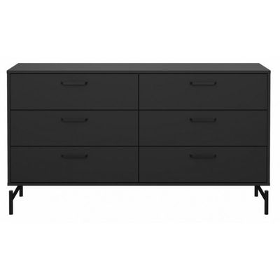 Dana dobbeltkommode med 6 skuffer - mat sort, 138 x 39 x 76,6 cm
