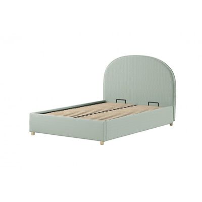 Seng med opbevaring 140 x 200 – Moon bouclé, grøn