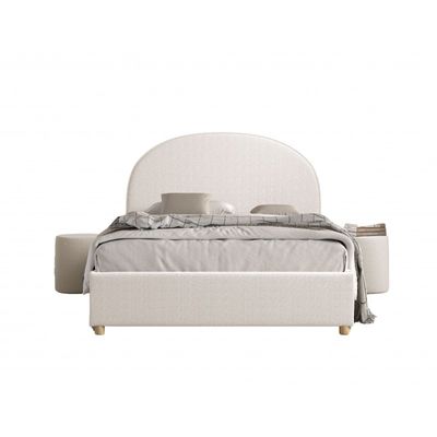Seng med opbevaring 140 x 200 – Moon, hvid bouclé