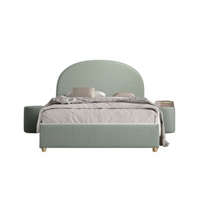 Seng med opbevaring 140 x 200 – Moon, grøn bouclé