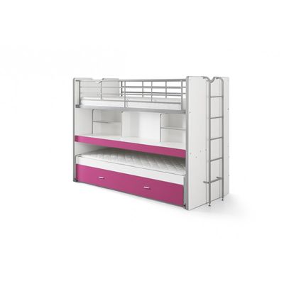 Køjeseng med skrivebord 90 x 200 cm – lyserød