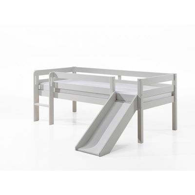 Halvhøj seng med rutsjebane 90 x 200 cm – Pino, hvid