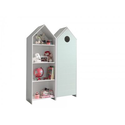 Børneskab sæt med åbent skab og mintgrøn dør – Casami, flerfarvet