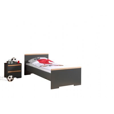 Børneseng med natbord 90 x 200 – London sæt, antracit