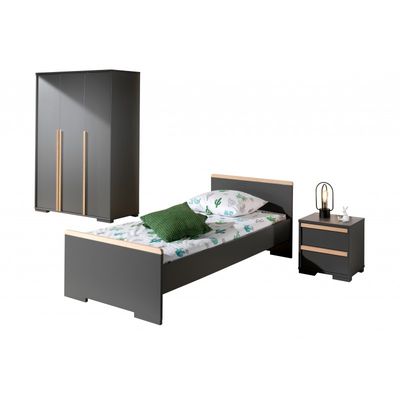 Børneværelsessæt London 90 × 200 cm – Antracit