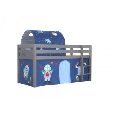 Halvhøj seng med forhæng og tunnel – Pino, grå, Astro