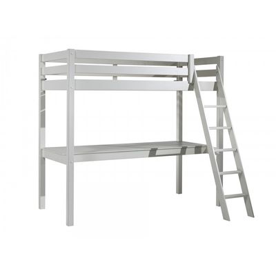 Højseng med skrivebord 90 x 200 cm – Pino, hvid