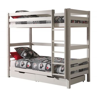 Køjeseng med skuffer – Pino, hvid (90 × 200 cm)