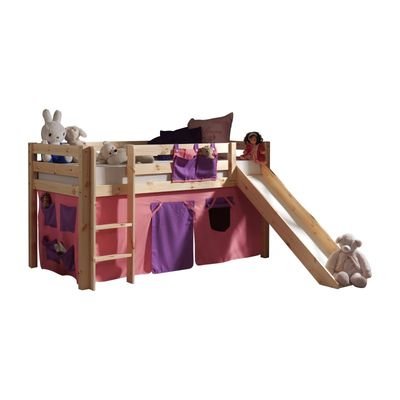 Halvhøj seng med rutsjebane – Pino, natur med Bella forhæng