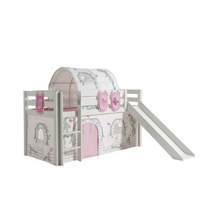 Halvhøj seng med rutsjebane – Pino Sæt, hvid