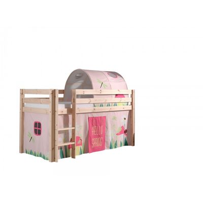 Halvhøj børneseng med forhæng og tunnel – Pino Sæt, natur