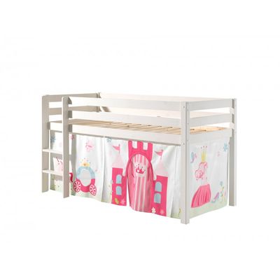 Halvhøj seng med forhæng – Pino, hvid, Princess