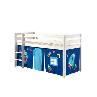 Halvhøj børneseng med forhæng – Pino, hvid