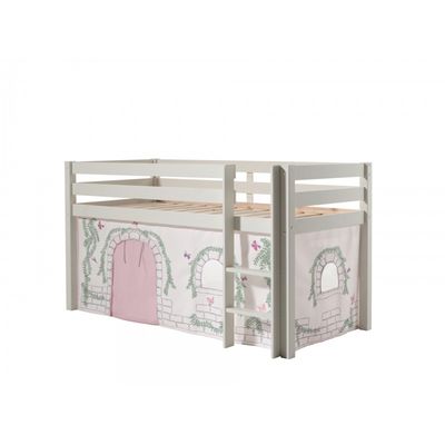 Halvhøj seng med forhæng – Pino, hvid