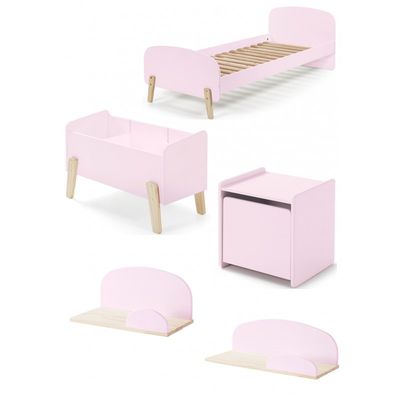Børneseng sæt 90 x 200 cm – Kiddy, lyserød