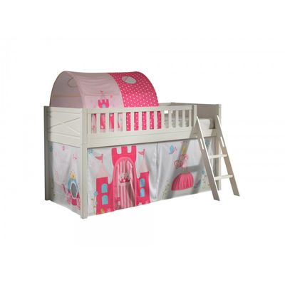 Halvhøj seng 90x200 med prinsesse-tekstil – Scott, hvid