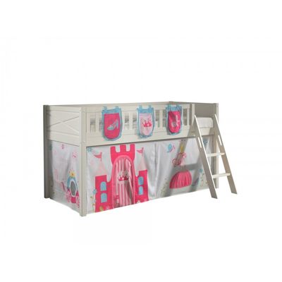 Halvhøj seng med forhæng 90 × 200 – Scott, hvid, PRINCESS